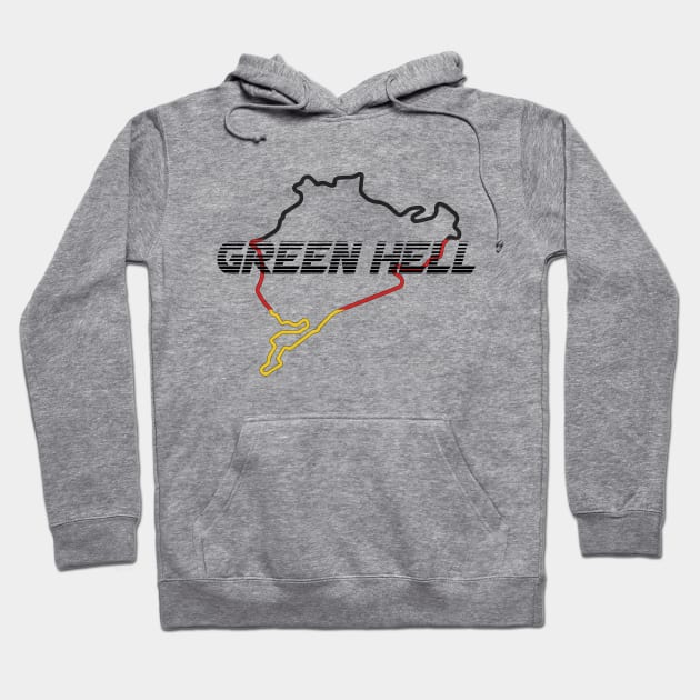 Nurburgring Nordschleife German Race Track - Famous Circuit Green Hell Hoodie by mudfleap